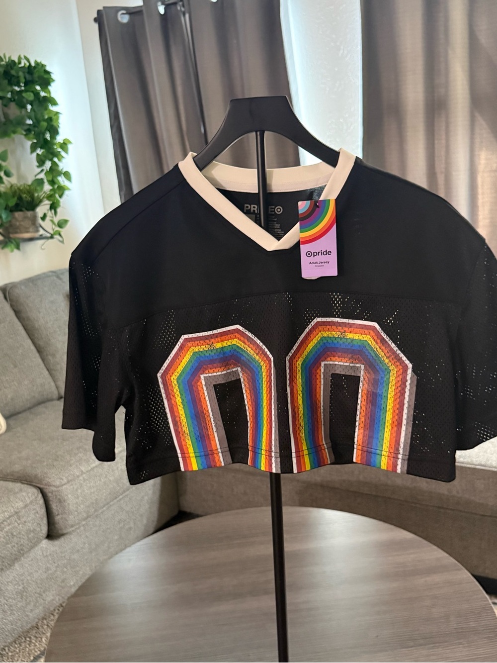 Target Pride Black Cropped Jersey with Rainbow Accents